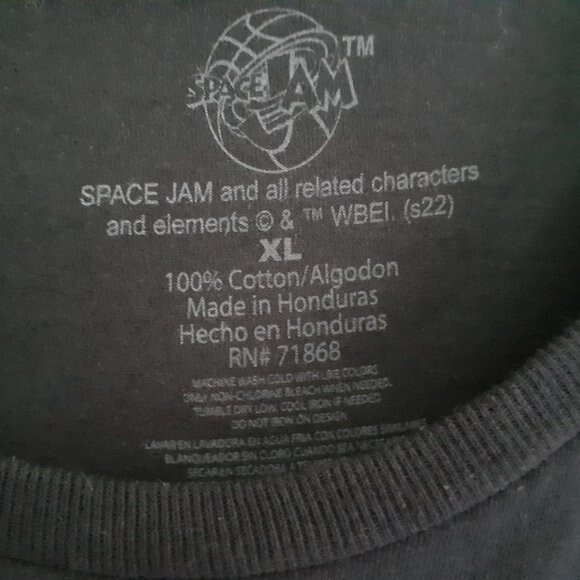 Space Jam 100% Cotton Unisex Graphic Crewneck Black Tee Size XL EUC - Picture 7 of 9